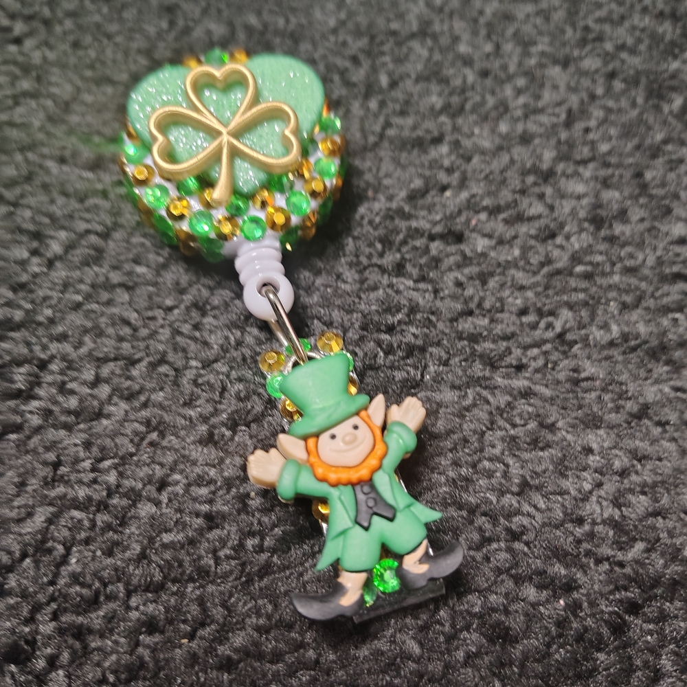 Shamrock Leprechaun St. Patrick’s Day Retractable Name Badge Reel Id Holder